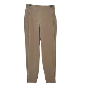 Athleta Brooklyn Ankle Zip Joggers Size 2 Brown Tapered Stretch Activewear Pants